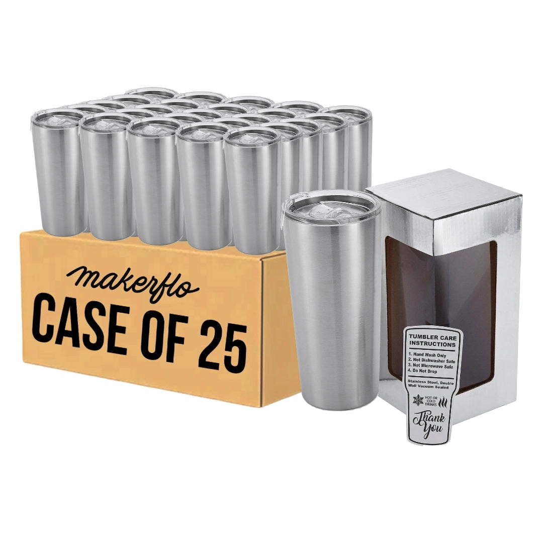 Customizable 22oz Tapered Stainless Steel Tumbler by MakerFlo front view