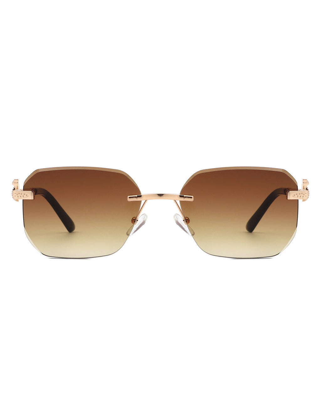 Solar - Curved Tinted Rimless Rectangle Sunglasses