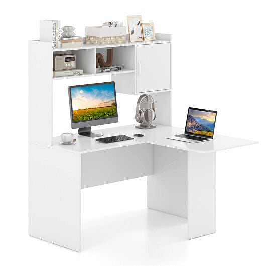 Lifestyle image of Gobingya L-Shaped Desk in a modern office setting