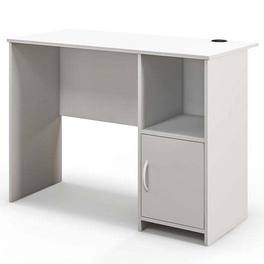 Modern Computer Desk with Cabinet-White