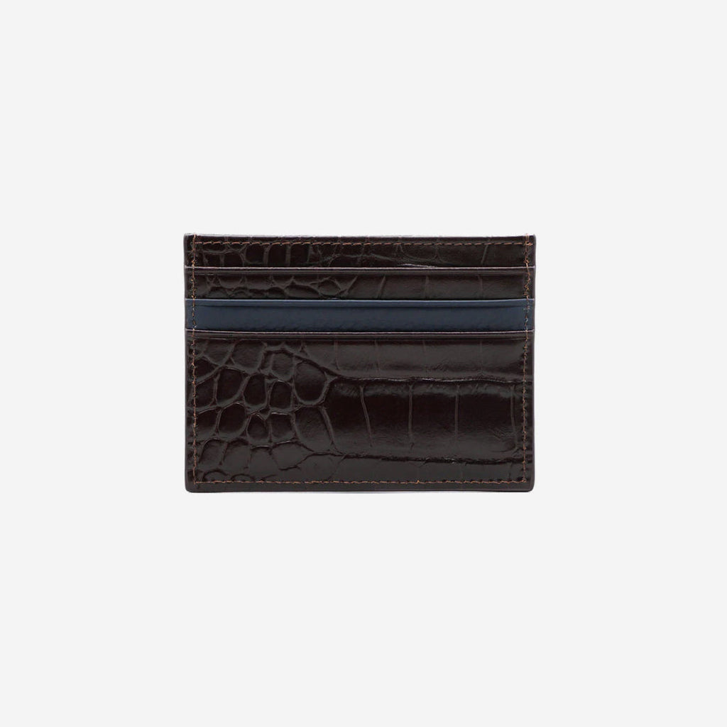 Side view showcasing the mahogany accent of Gator Leather Slim Card Case