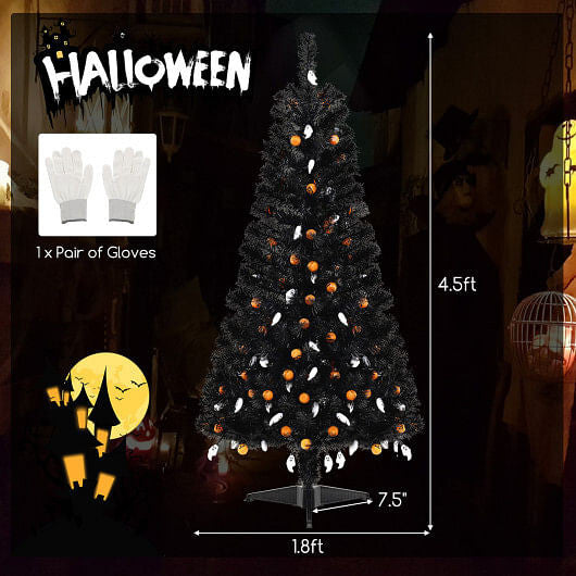 Side view of Gobingya Halloween Tree showcasing pumpkin lights