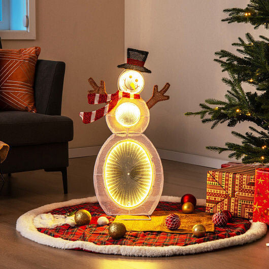 2.6 Feet Lighted Snowman with LED Lights and Metal Stand