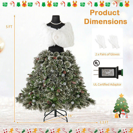 Natural pine cones on 5 FT Pre-lit Mannequin Christmas Tree