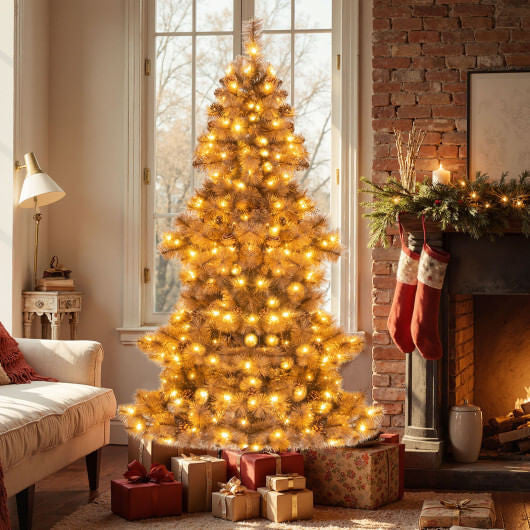 Natural pine cones on 6ft Artificial Christmas Tree by Gobingya