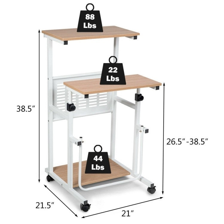 Multifunction Adjustable Height Mobile Stand-Up Computer Desk Work Station