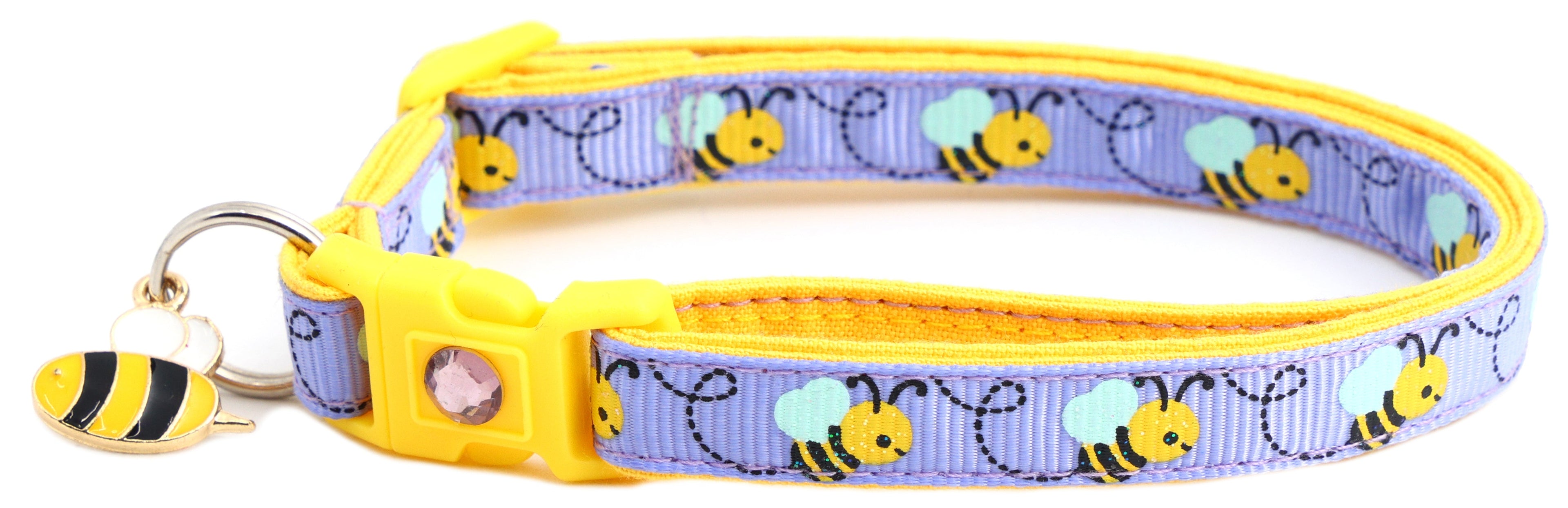 Handmade Honey Bees Cat Collar with unique design patterns