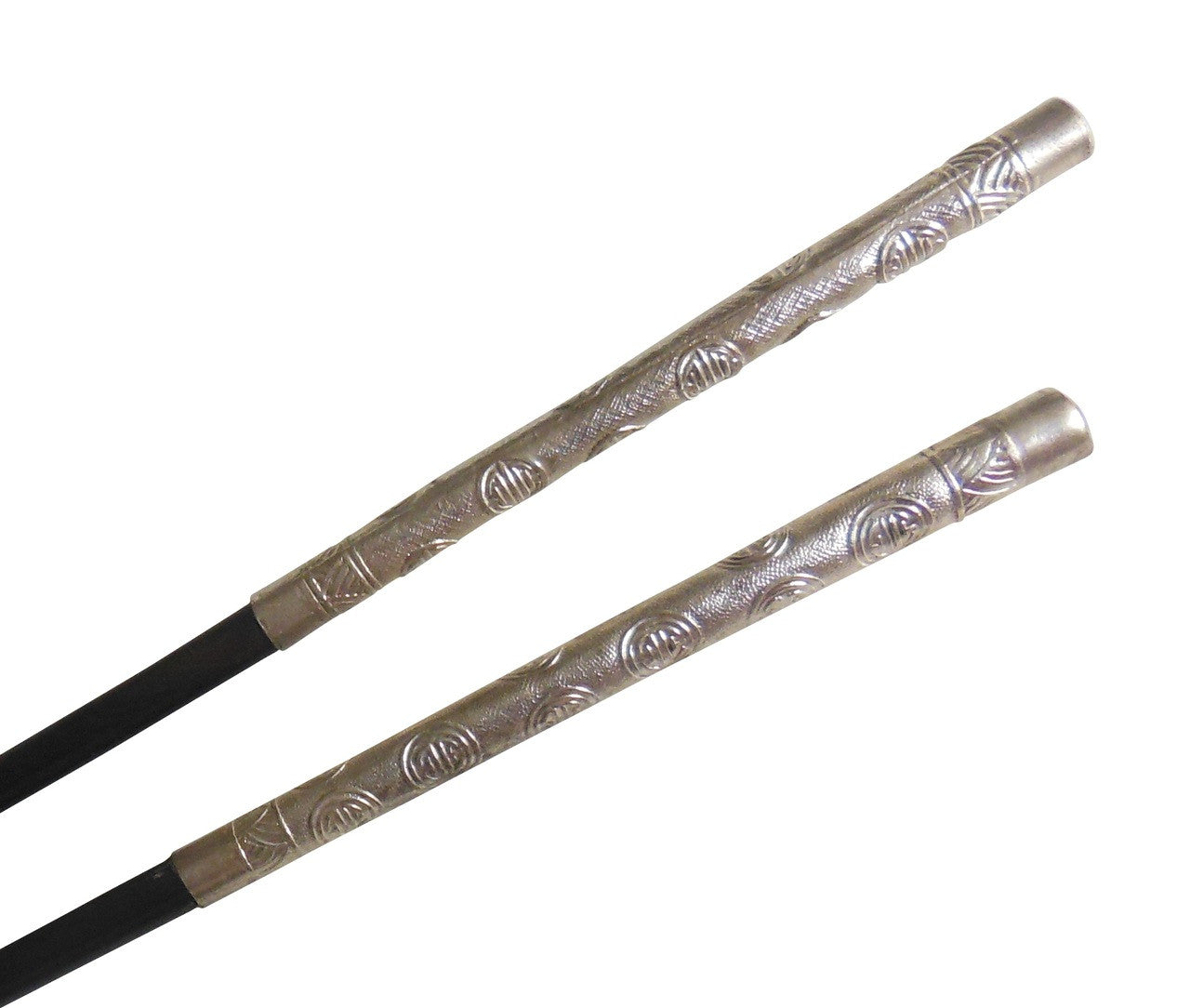 Elegant Handmade Wooden Chopsticks with Sterling Silver Accents - Side View