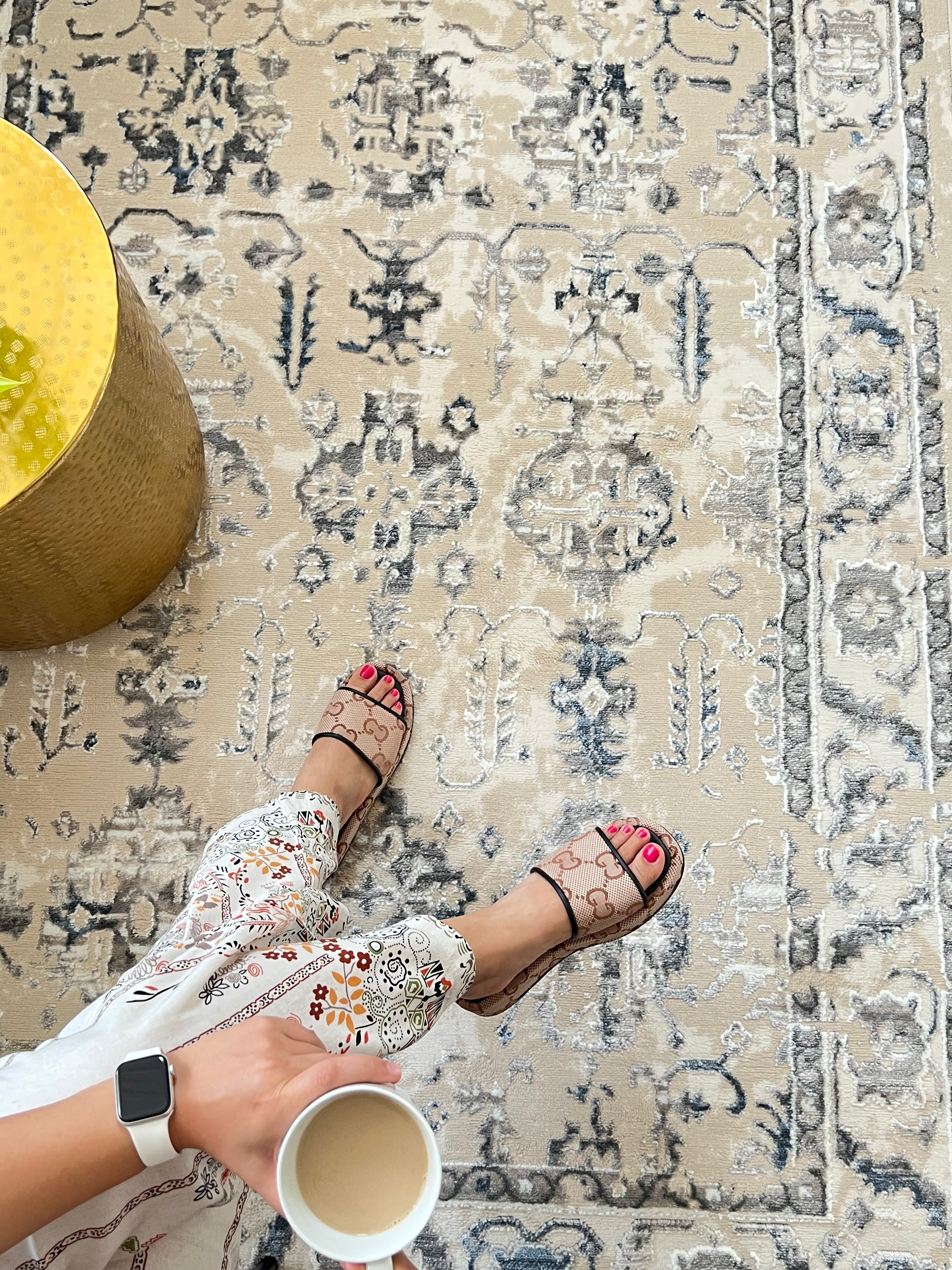 ROY's Home High&Low Area Rugs, Silver and Dark Shiny Effect