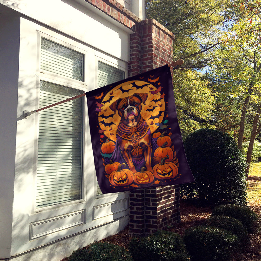 Close-up of vibrant Boxer artwork on Halloween House Flag