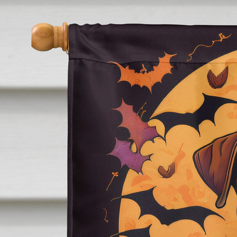 Side view of Boxer Halloween House Flag waving in the wind