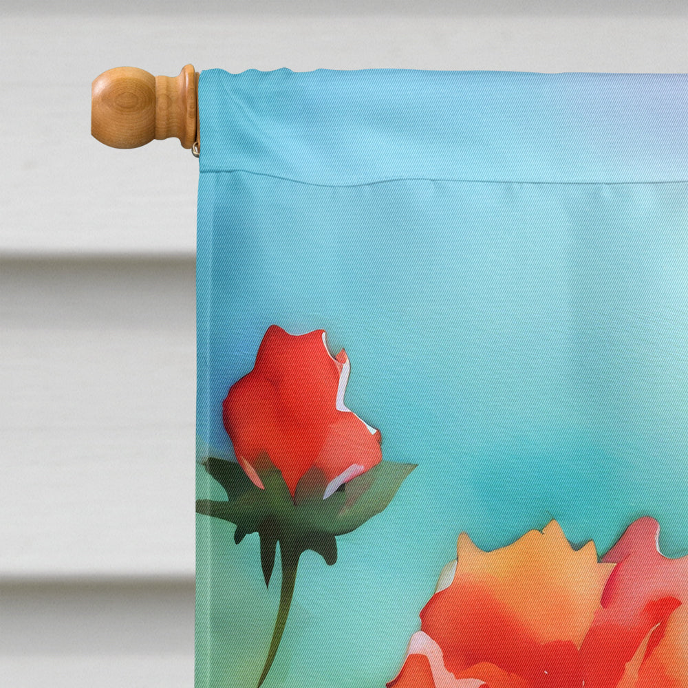 Ohio Scarlet Carnations in Watercolor House Flag