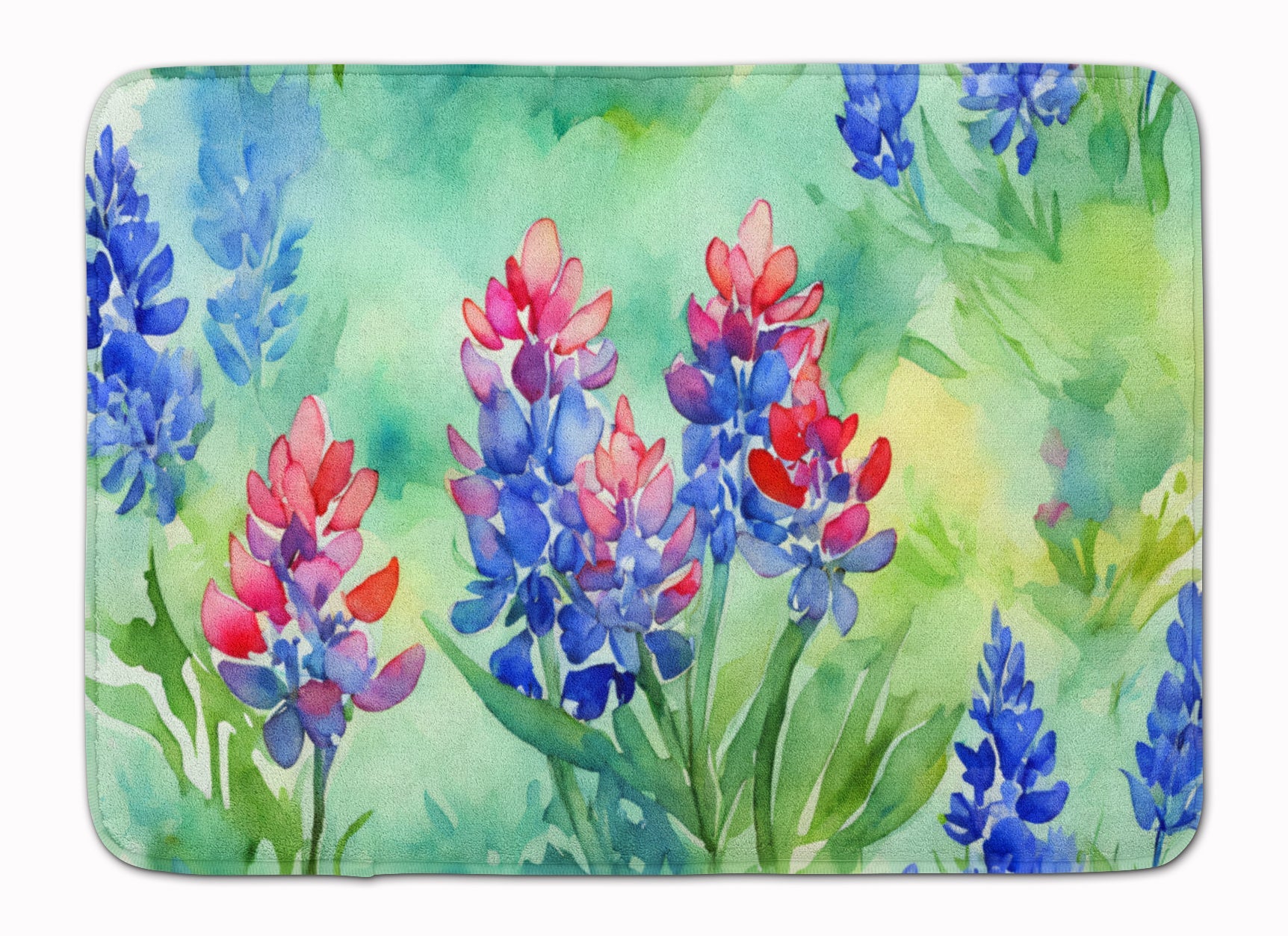 Texas Bluebonnets in Watercolor Memory Foam Kitchen Mat