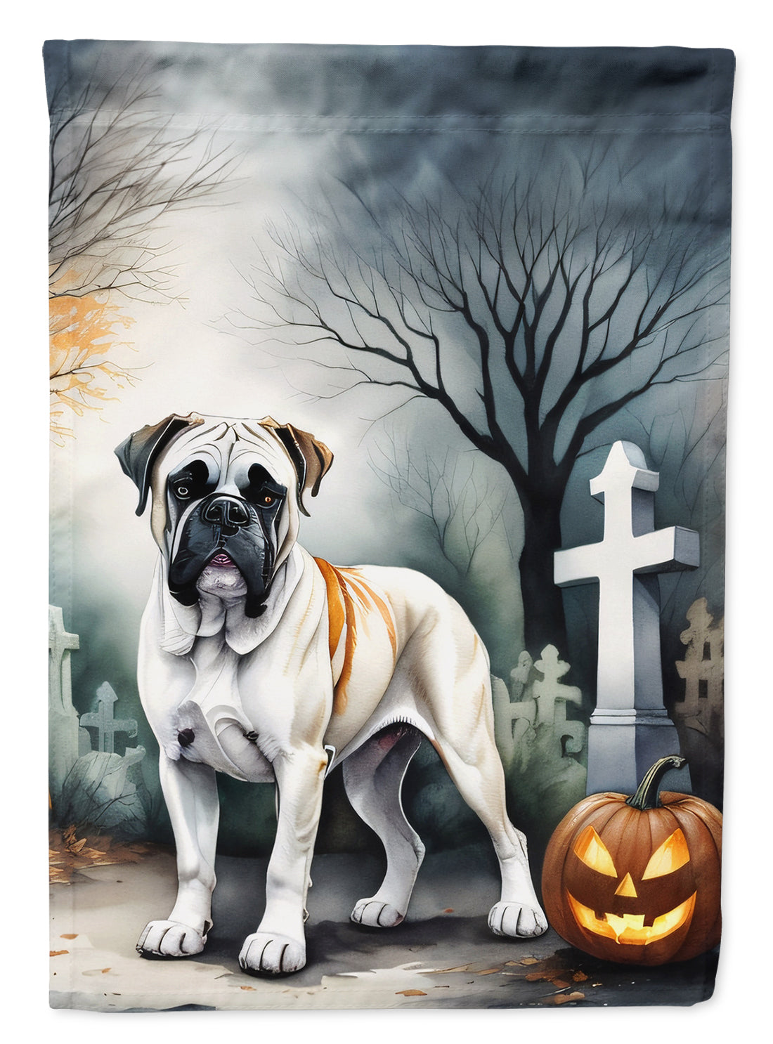 Vibrant Boxer Halloween House Flag by Caroline's Treasures in garden setting
