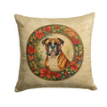 Boxer Christmas Flowers Throw Pillow