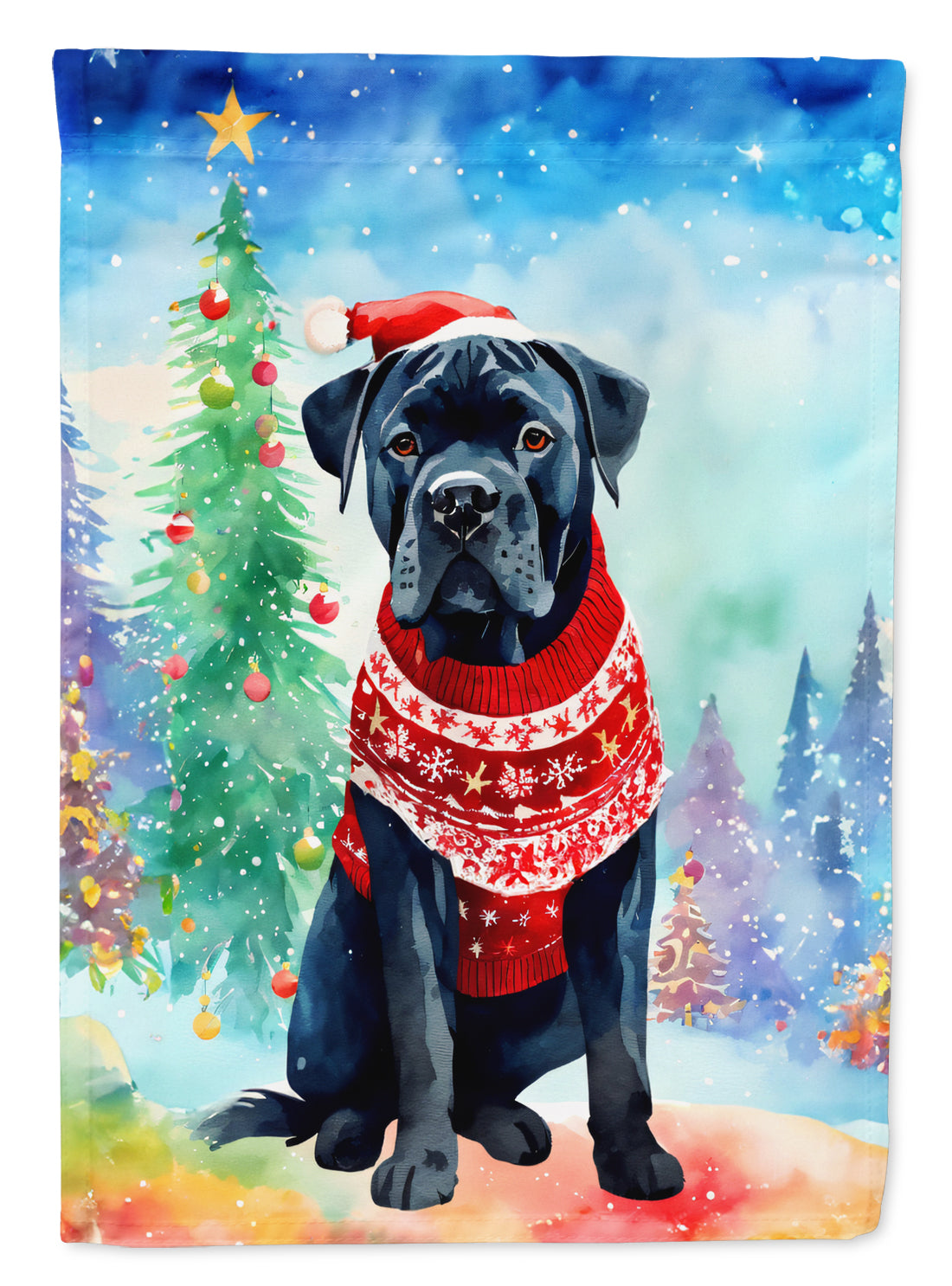 Front view of Cane Corso Christmas House Flag by Caroline's Treasures