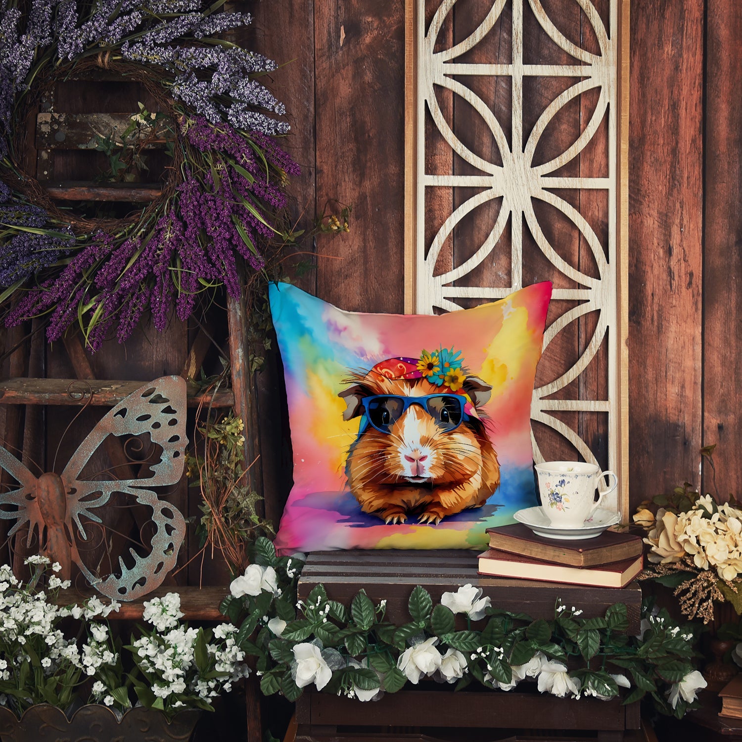 Guinea Pig Throw Pillow displayed on a cozy indoor sofa