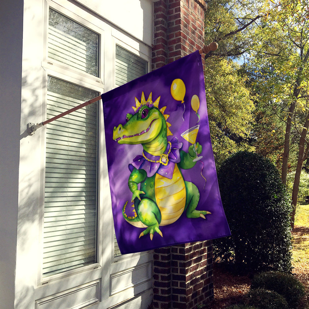 Vibrant Alligator Mardi Gras House Flag by Caroline's Treasures front view