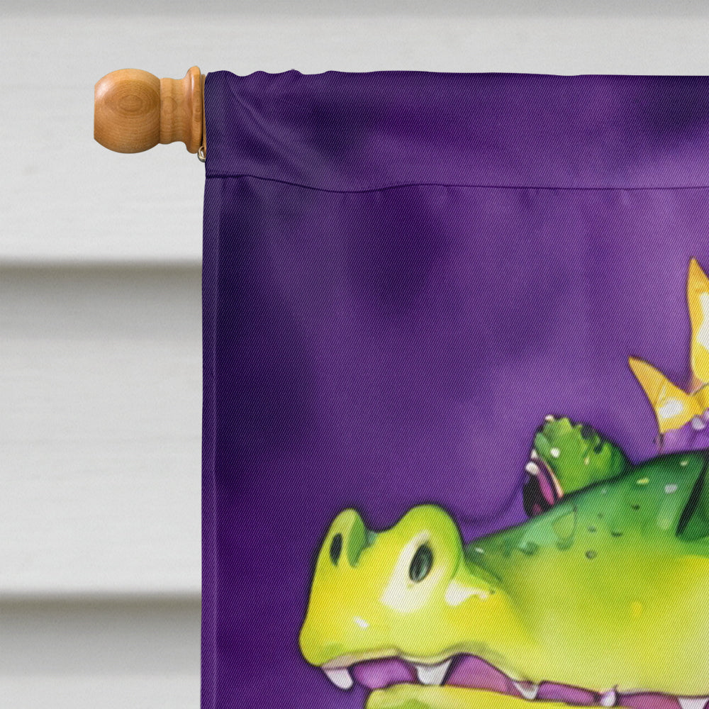Close-up of the alligator design on Mardi Gras decorative flag