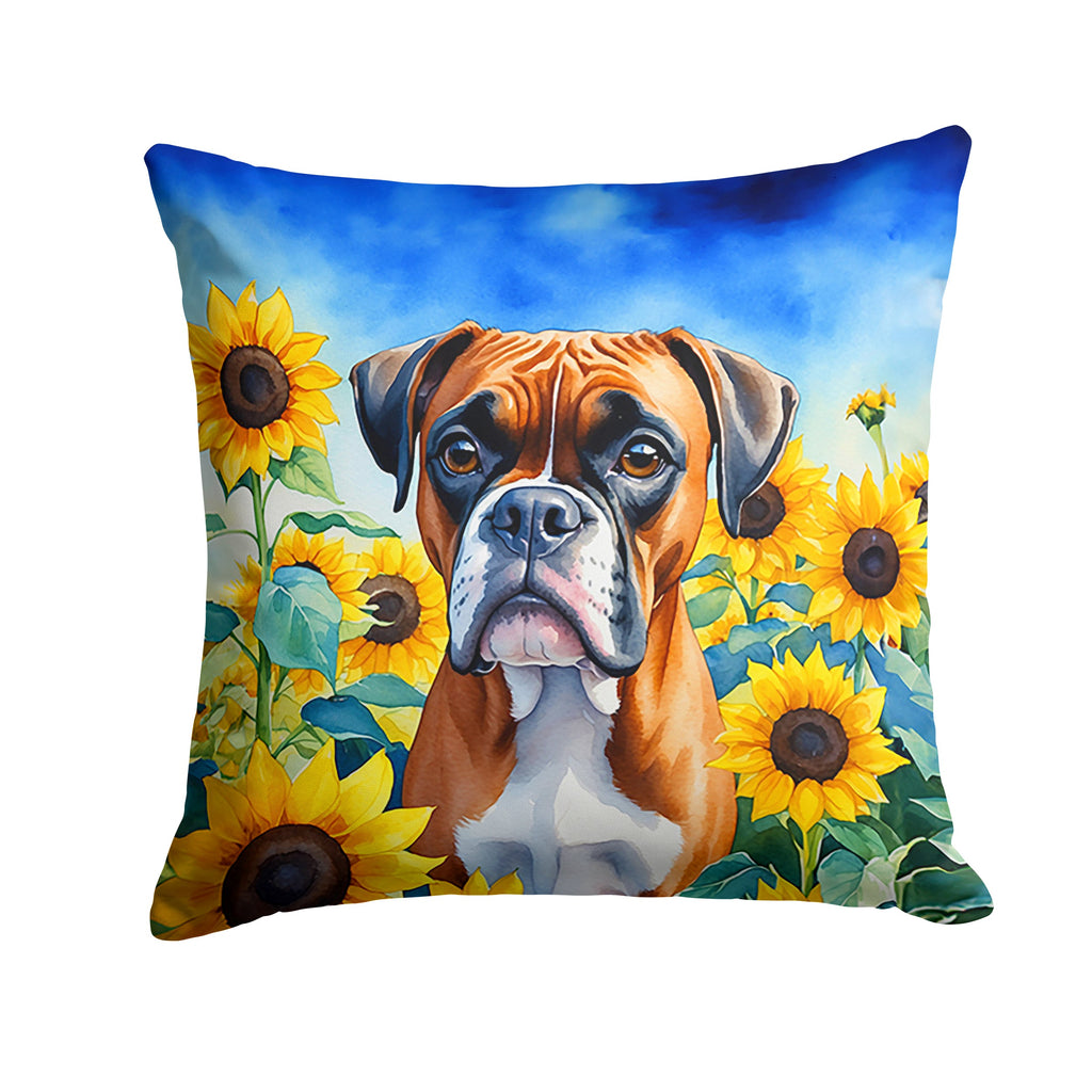 Side view showcasing Sunflower Boxer design on throw pillow