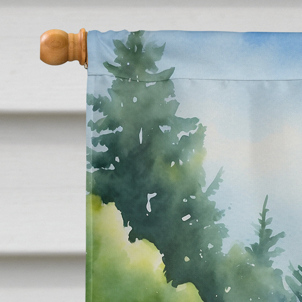 Close-up view of the vibrant Cane Corso artwork on the flag