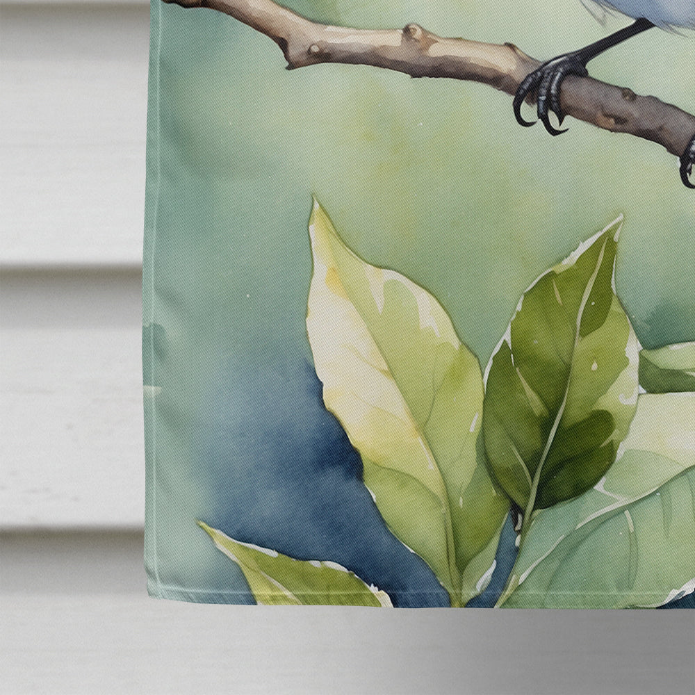 Northern Mockingbird House Flag showcasing vibrant colors outdoors