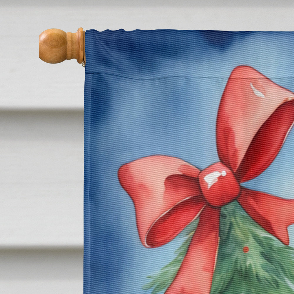 Side view of Boxer Reindeer House Flag on flagpole by Gobingya