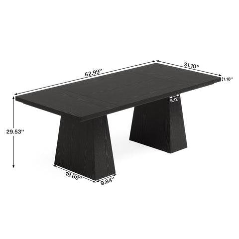 Elegant Dark Brown Modern Computer Desk with dual-pedestal base