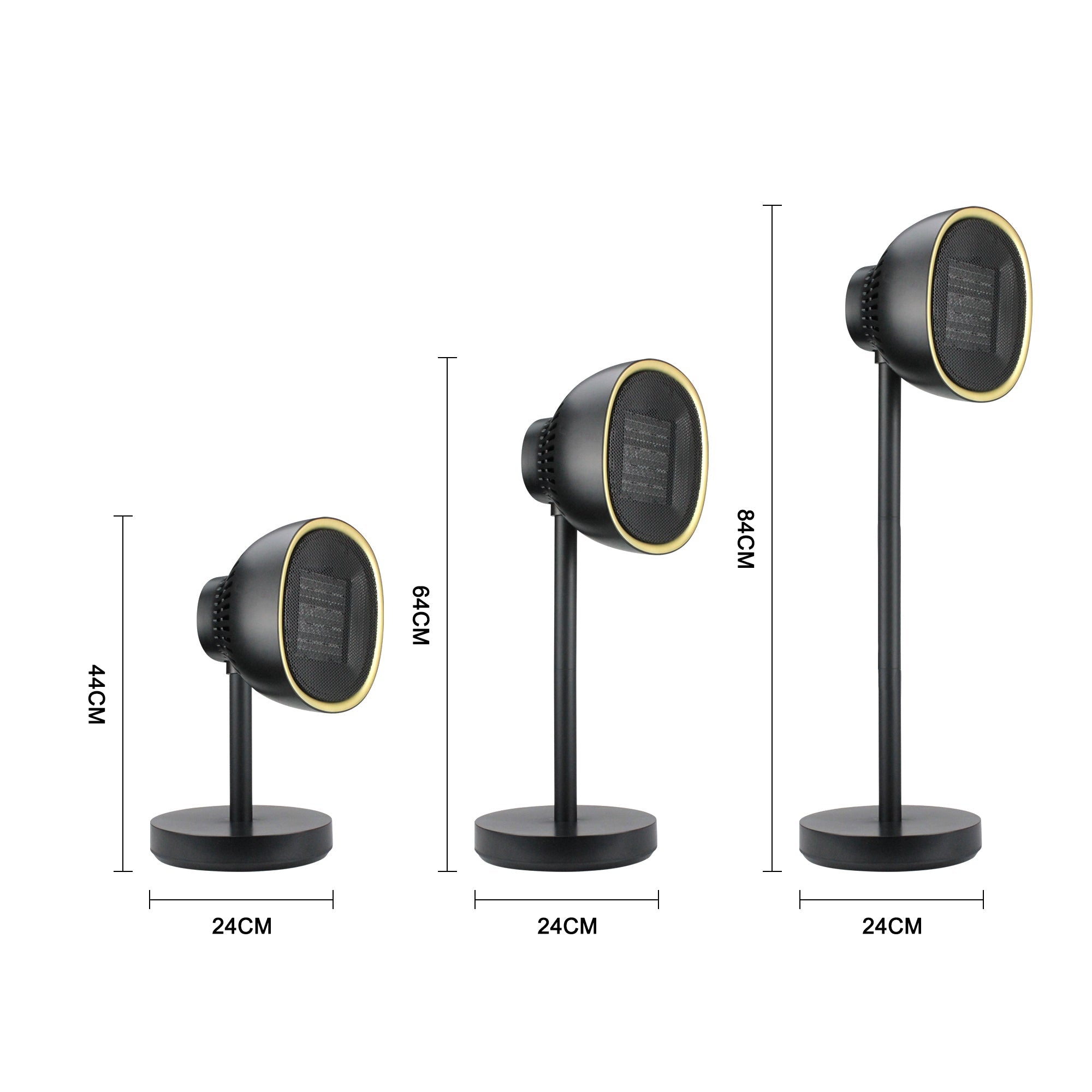 Side view showing height adjustability of Gobingya Fan Heater