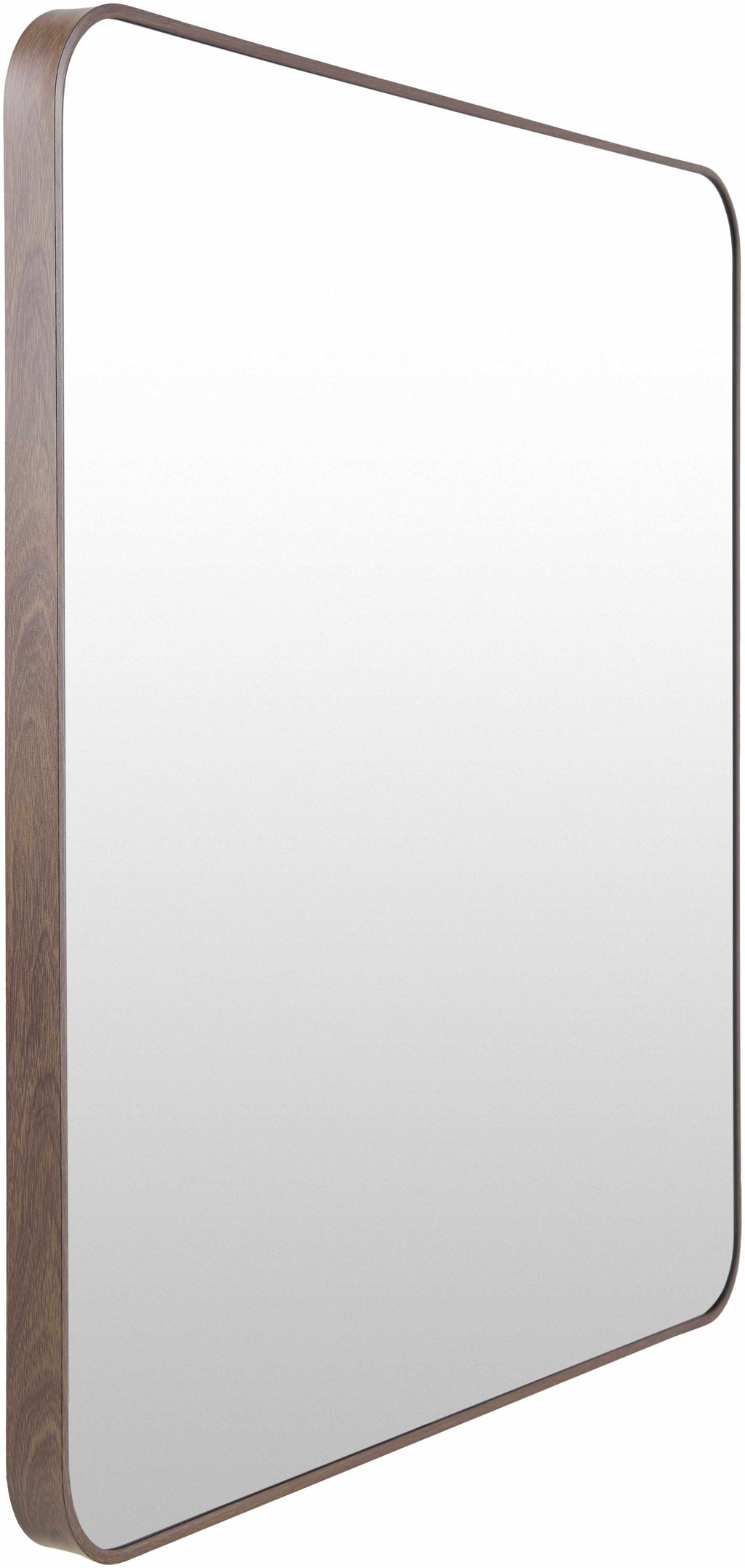 Side angle of Ockenfels Dark Brown Mirror showcasing aluminum frame