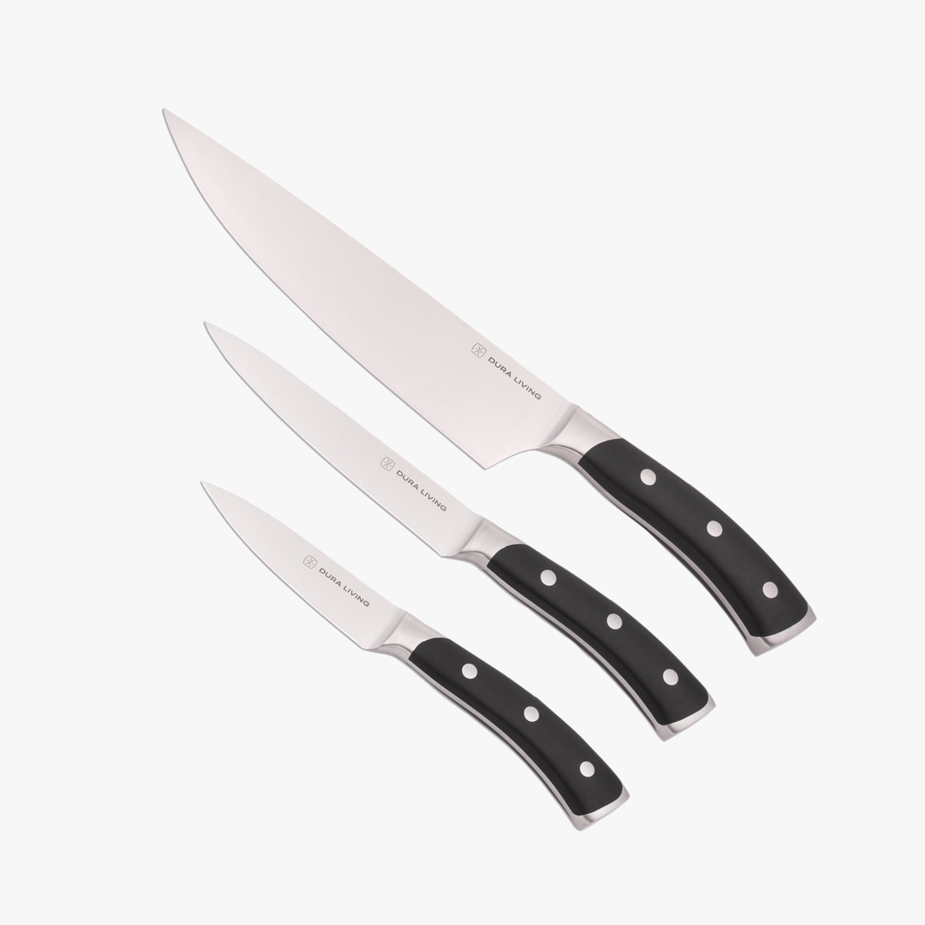 Front view of Dura Living 3-Piece Premium Kitchen Knife Set