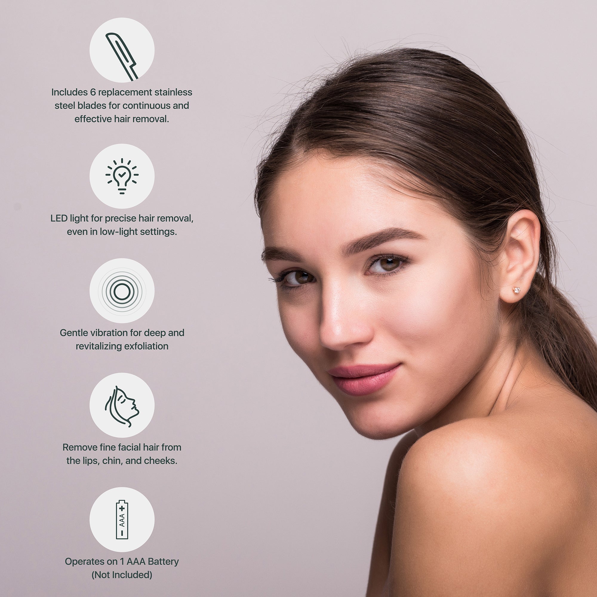 Pursonic dermaplaning tool showcasing precision blade for facial hair removal