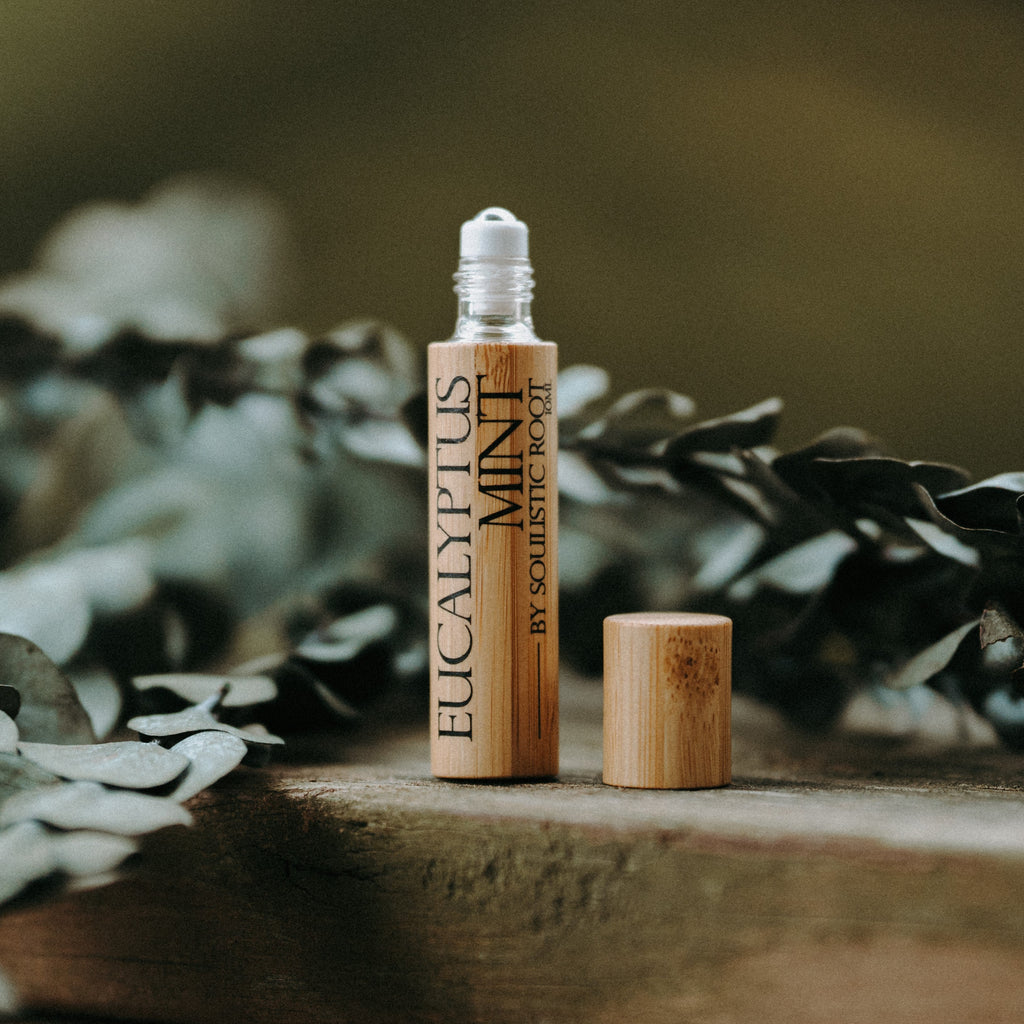 Front view of Eucalyptus Mint Bamboo Roller by Soulistic Root