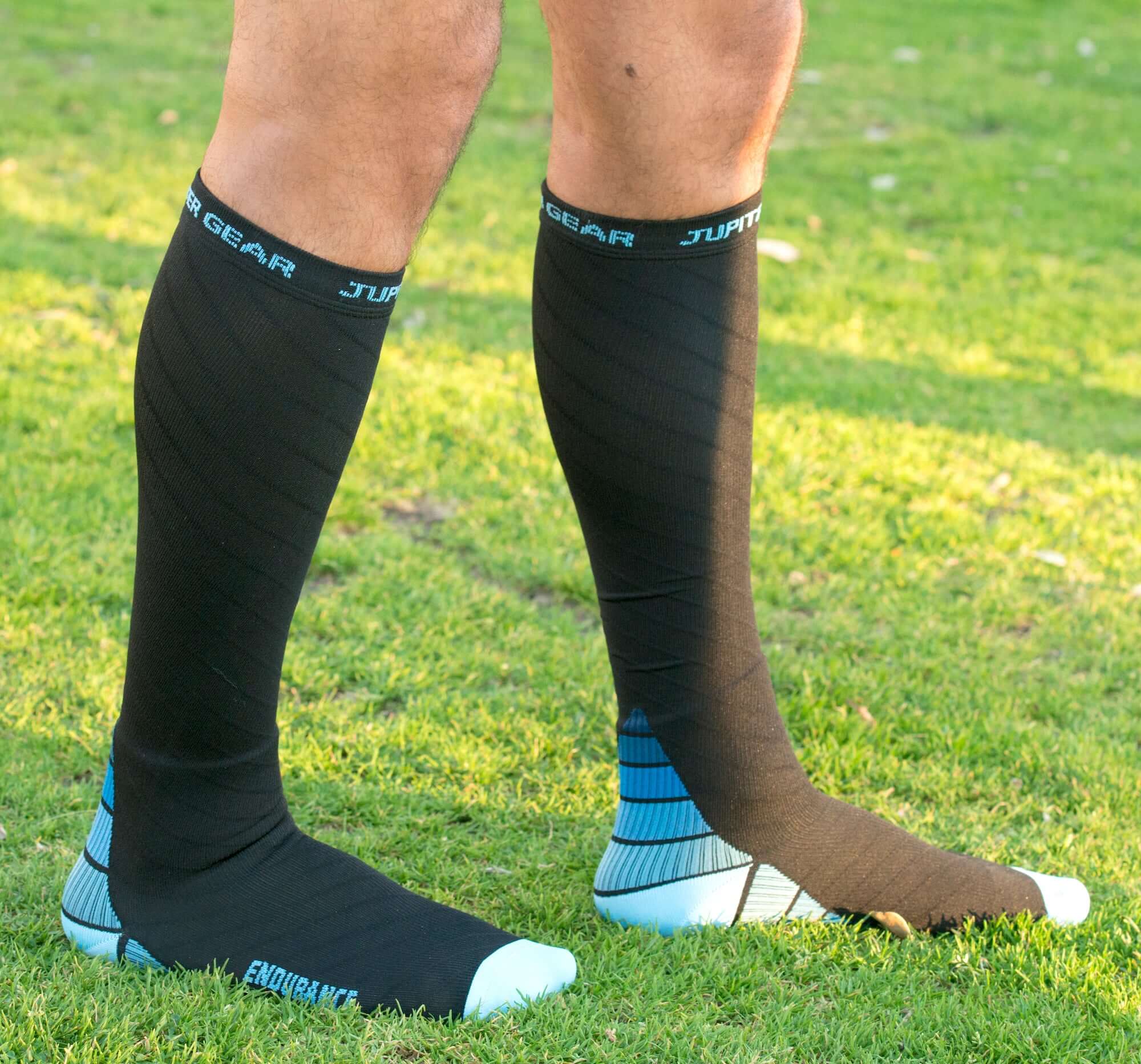 JupiterGear Endurance Compression Socks displayed with running shoes