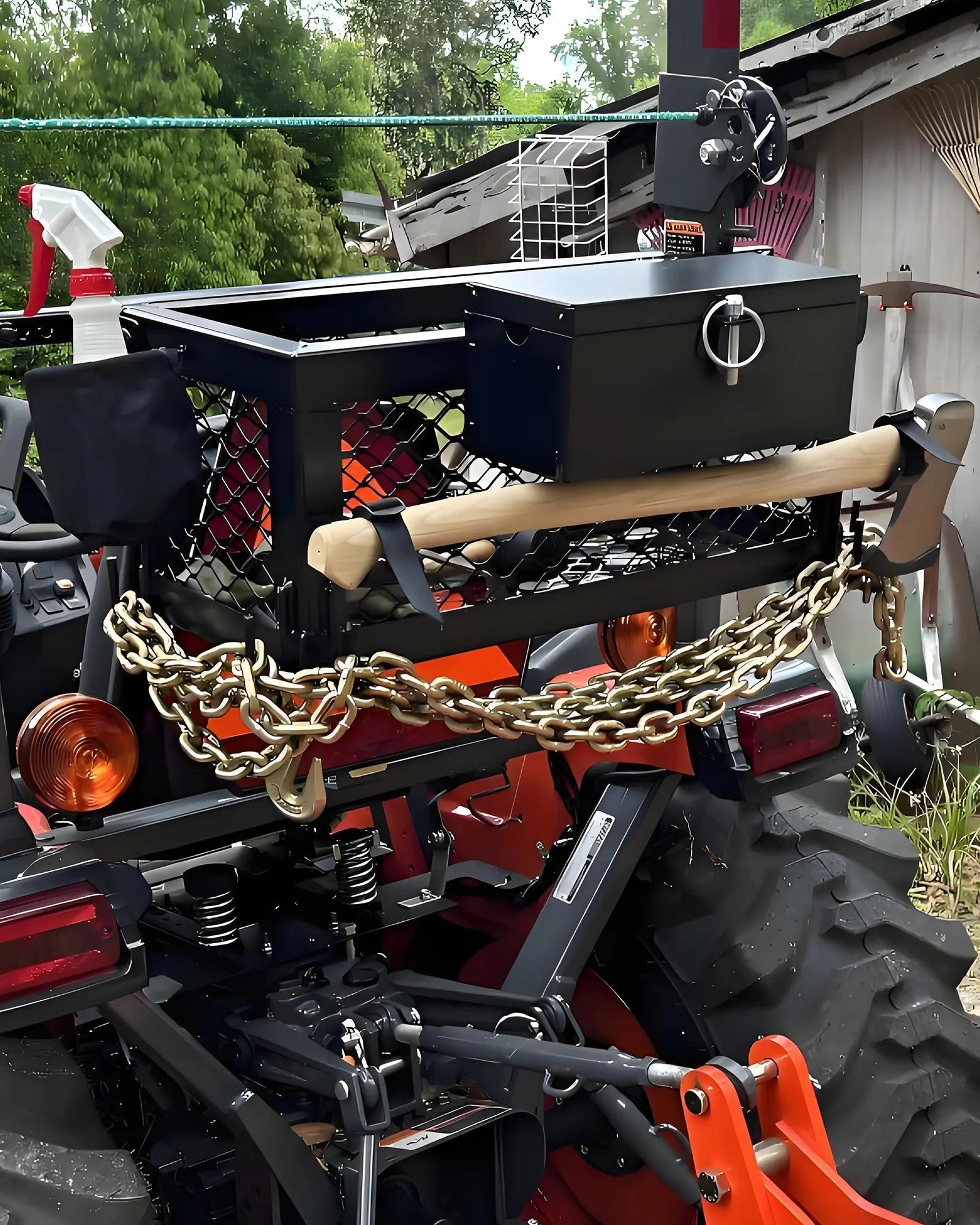 Heavy-Duty Tractor Tool Box on a tractor for easy access