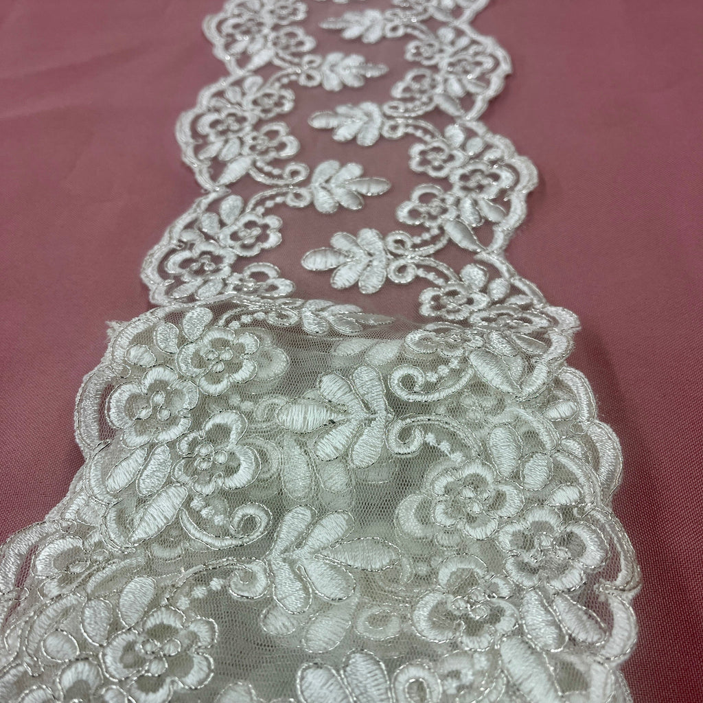 Versatile 6-Inch Floral Lace Trim in sewing project setting