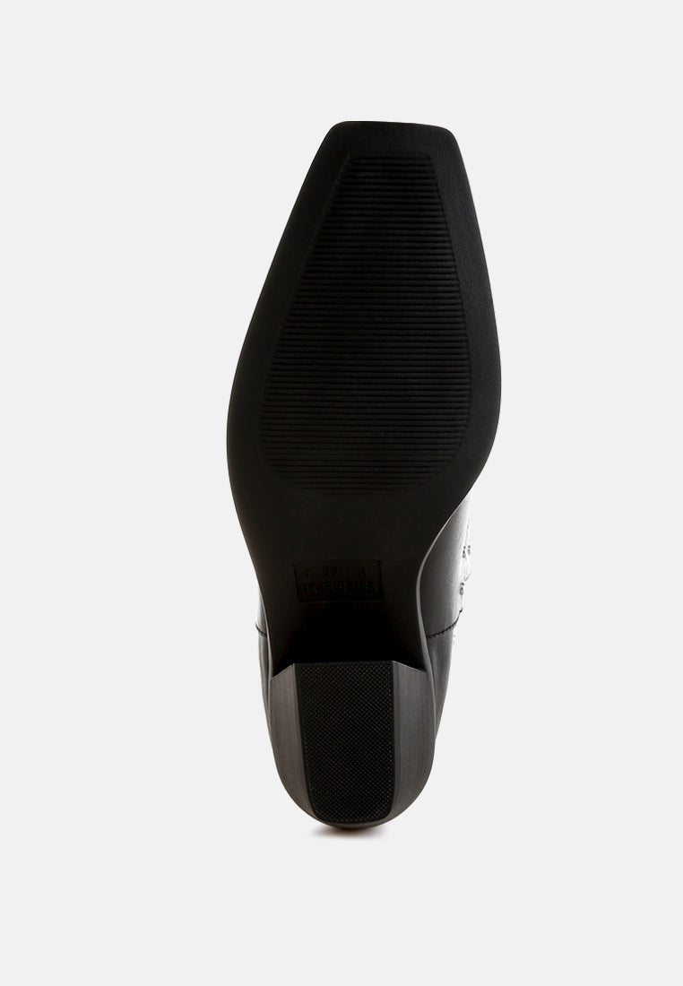 Equine Cowboy Boots with pull tabs and low block heels