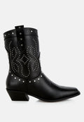 Front view of Equine Studded Embroidery Cowboy Boots by London Rag