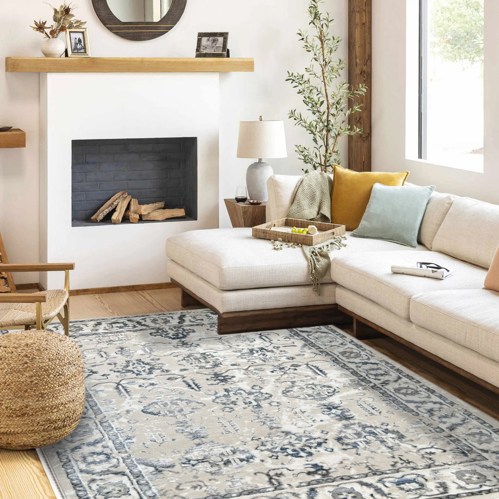 ROY's Home High&Low Area Rugs, Silver and Dark Shiny Effect