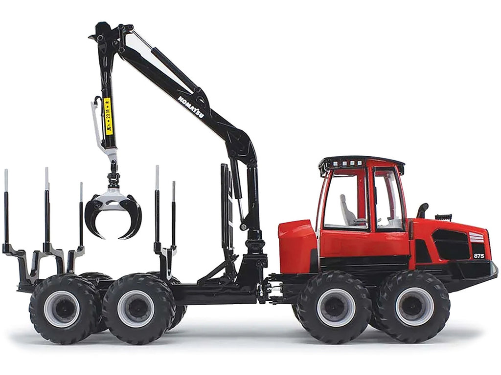 Close-up of the rubber tires on the Komatsu 875.1 Forwarder Diecast Model