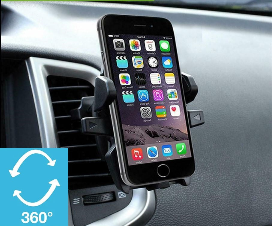 Front view of 360-Degree Car Air Vent Phone Holder by Fast Track USA