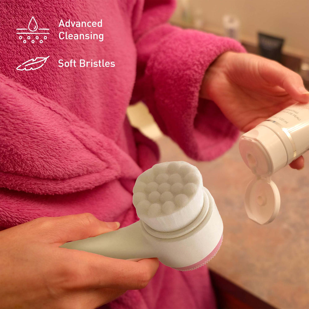 Dual Sided Facial Cleansing Brush in pink by Pursonic