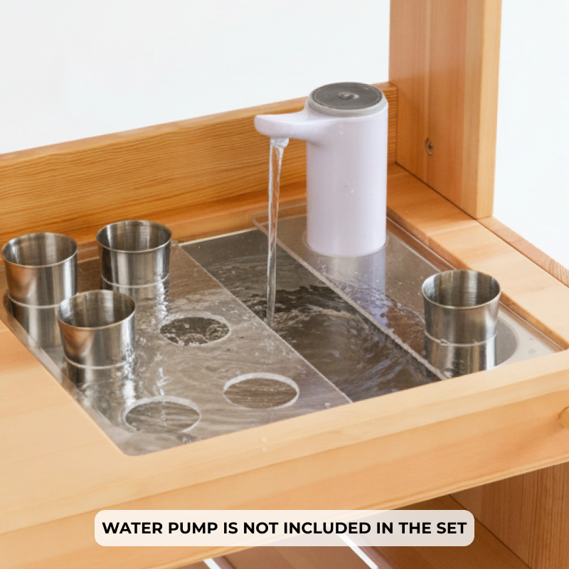 AVDAR Mud Kitchen 2.0 showcased as a toy organizer in play area