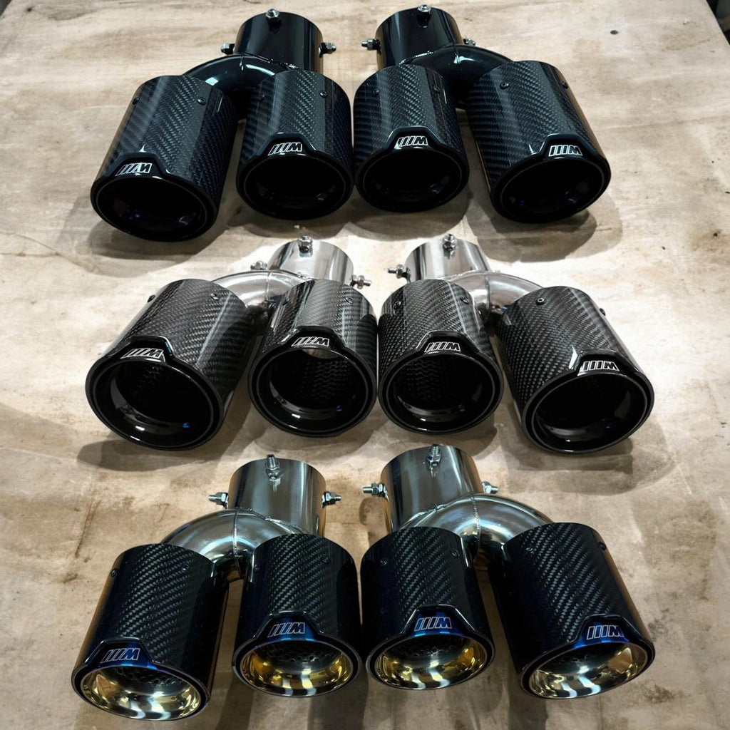 Front view of Premium Carbon Fiber Exhaust Tips for BMW by Palenon