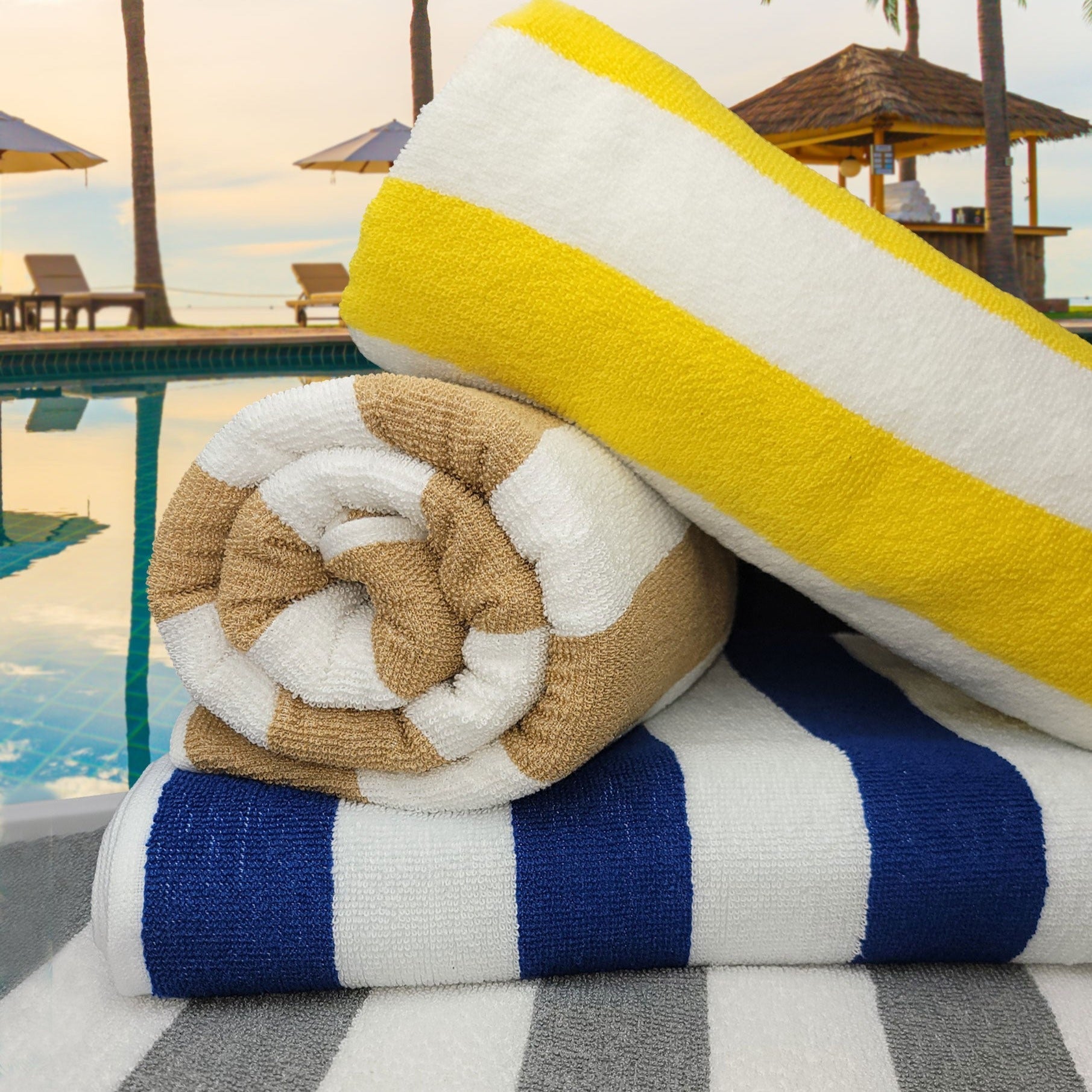 Front view of Luxurious Cabana Stripes Pool & Beach Towels by SaaSoh
