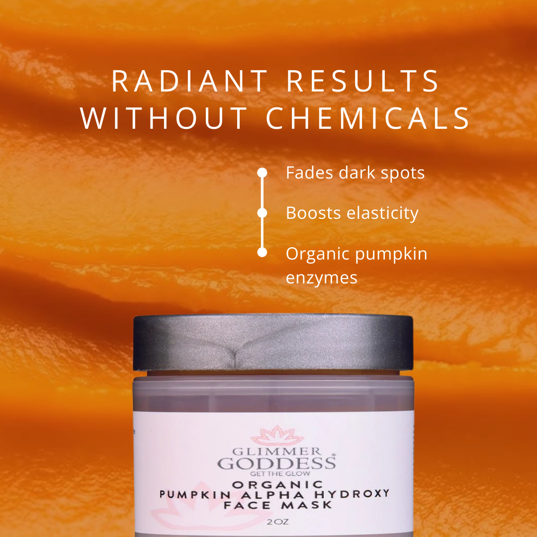 Ingredients of Organic Pumpkin AHA Face Mask displayed with pumpkin