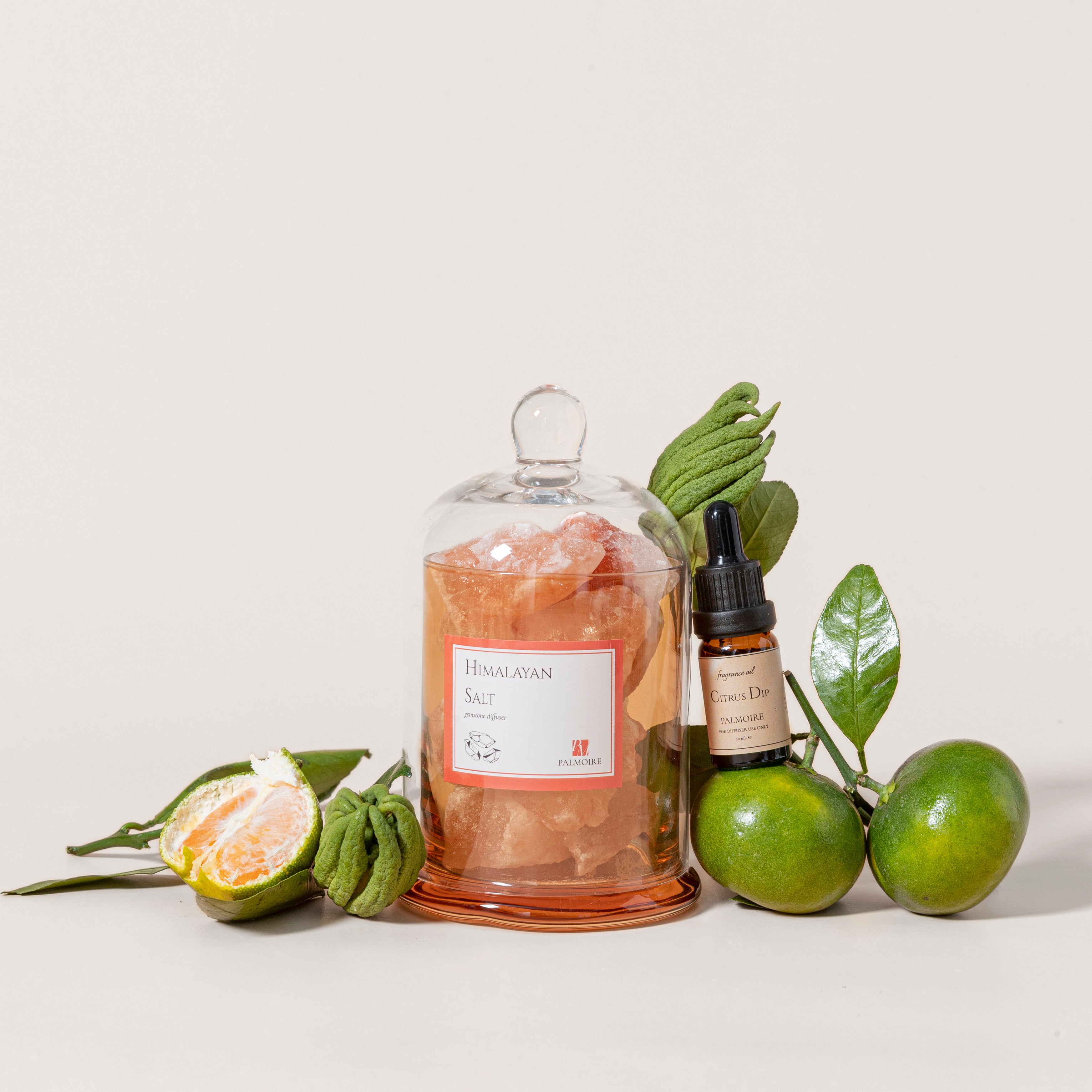 Side view showcasing the design of Citrus Infused Himalayan Salt Gemstone Diffuser