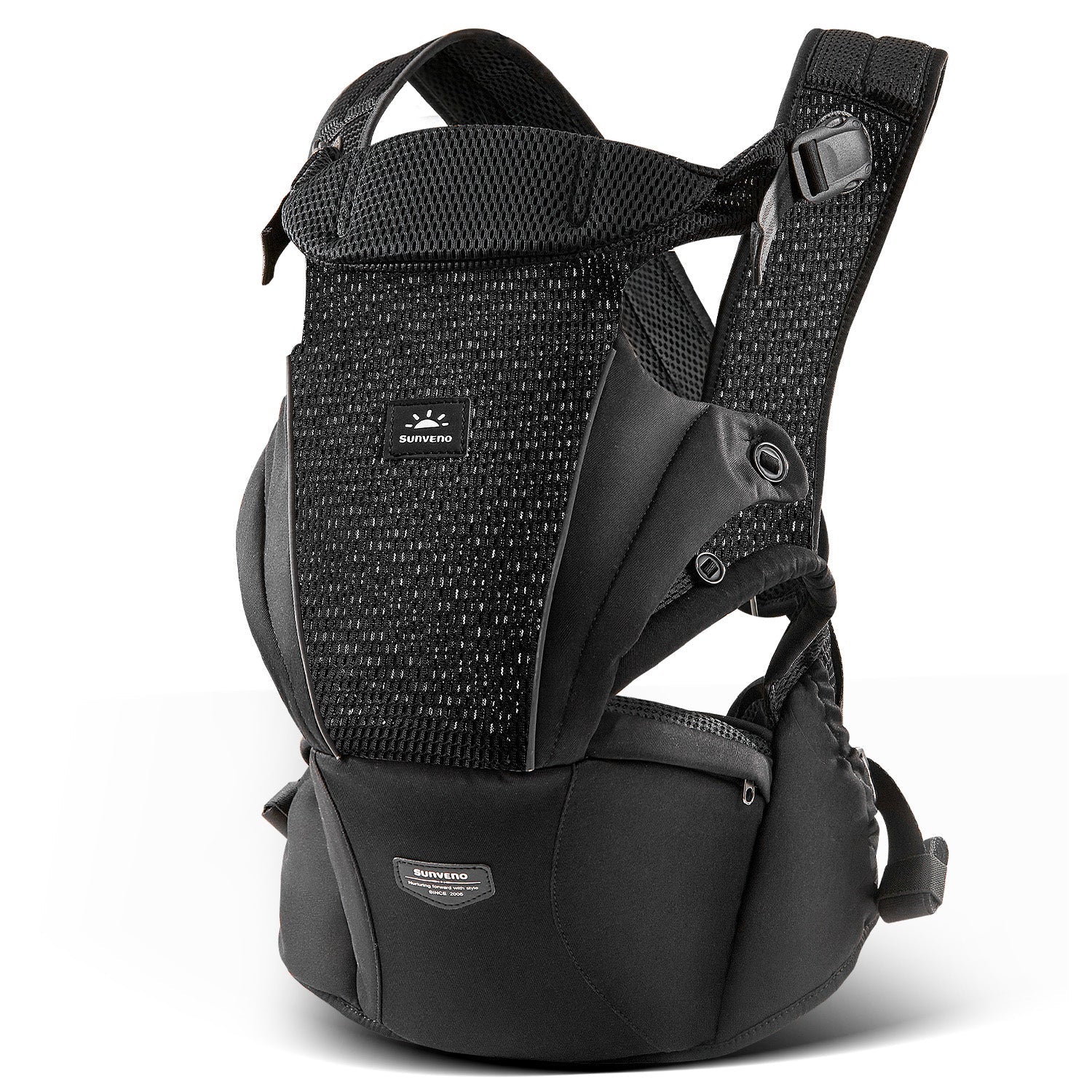 Rear view of Ultimate Comfort Ergonomic Baby Carrier with adjustable straps by SUNVENO