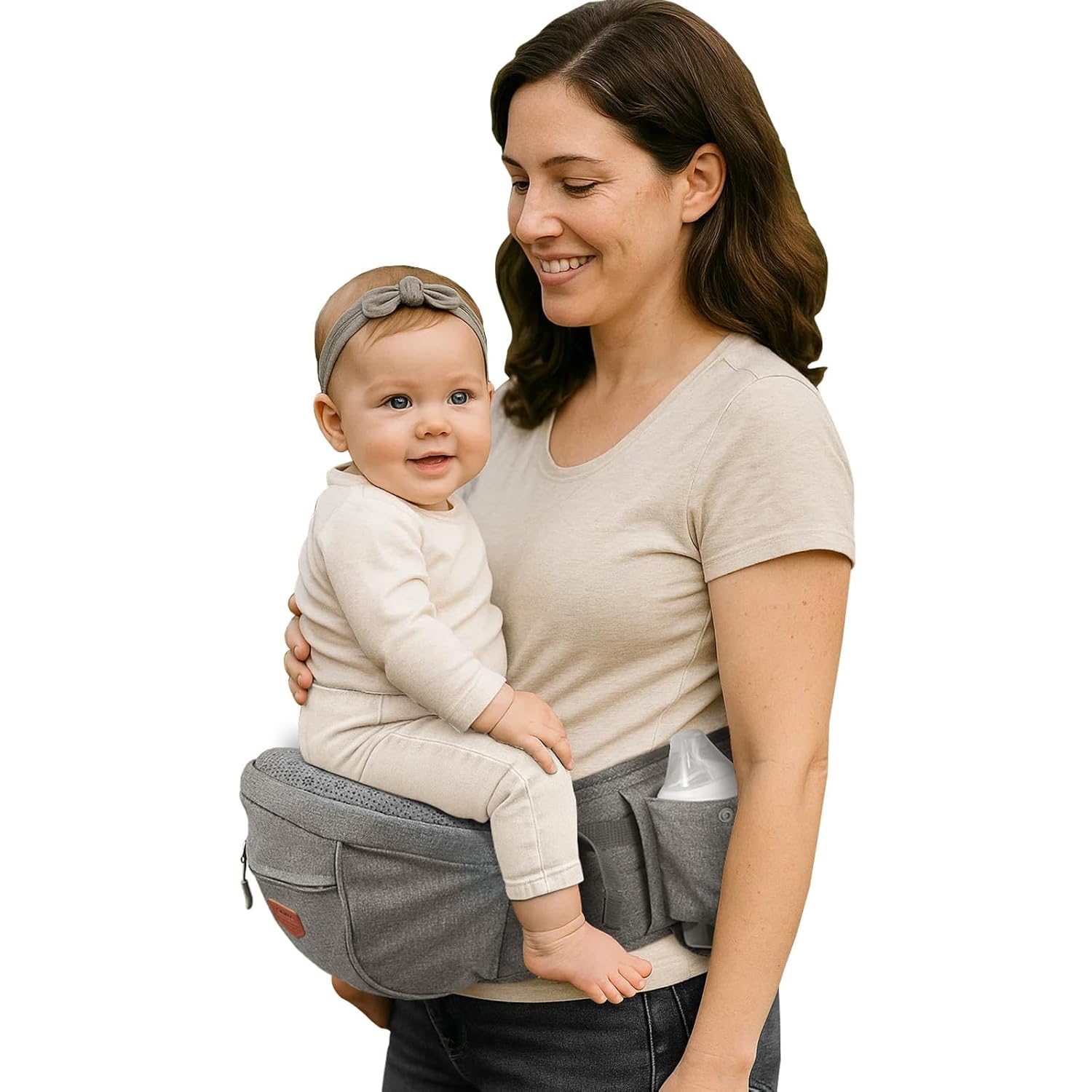 Front view of SUNVENO Ergonomic Baby Hip Seat Carrier in stylish design