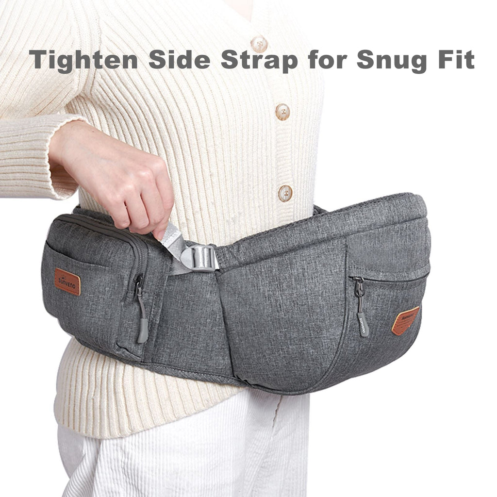 Detailed view of the curved sides of SUNVENO Ergonomic Hip Seat Carrier